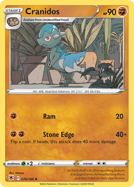 (076/189) Pokemon TCG Astral Radiance Single: Cranidos  Uncommon