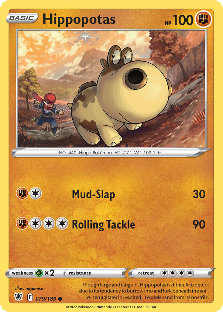 (079/189) Pokemon TCG Astral Radiance Single: Hippopotas  Common