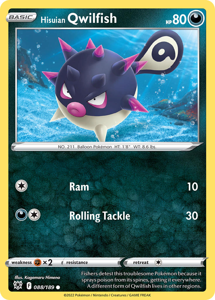 (088/189) Pokemon TCG Astral Radiance Single: Hisuian Qwilfish  Common