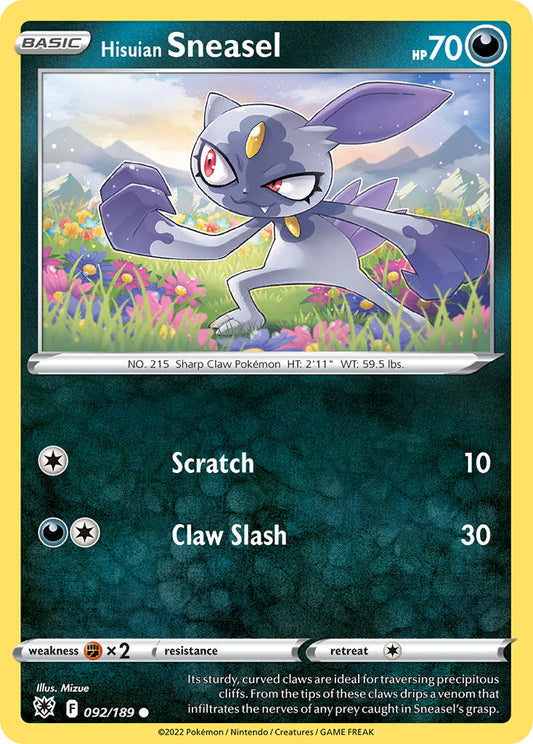 (092/189) Pokemon TCG Astral Radiance Single: Hisuian Sneasel  Common