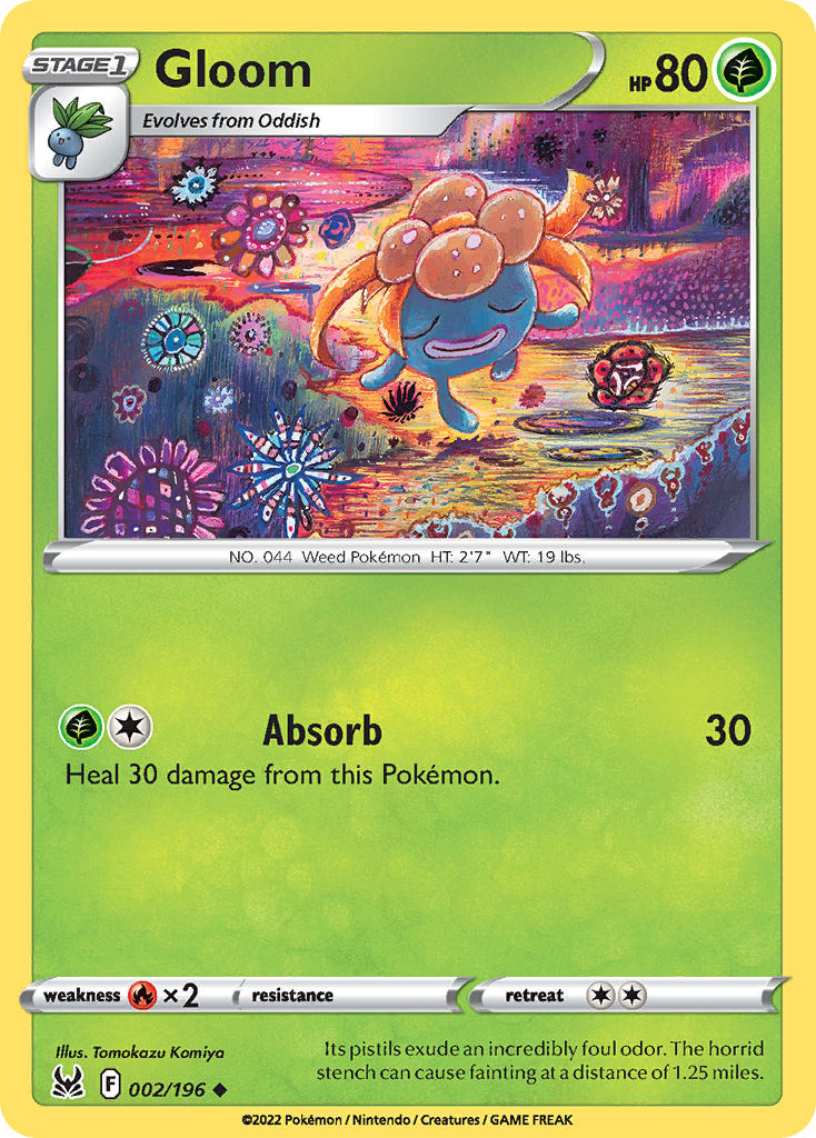 (002/196) Pokemon TCG Lost Origin Single: Gloom  Uncommon