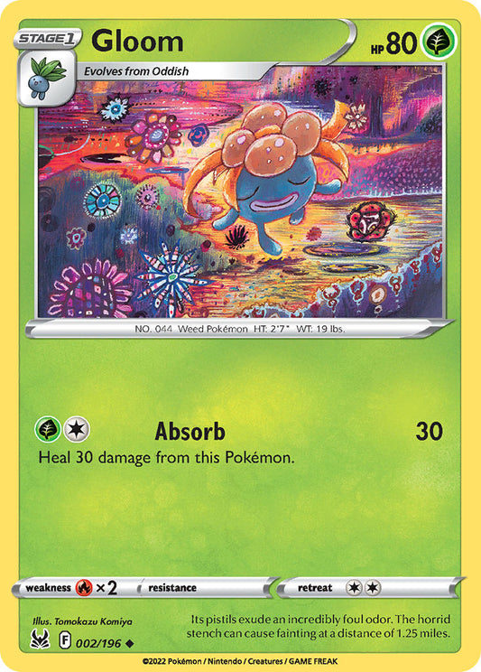 (002/196) Pokemon TCG Lost Origin Single: Gloom Reverse Holo Uncommon