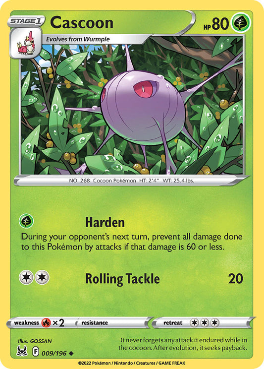 (009/196) Pokemon TCG Lost Origin Single: Cascoon  Uncommon