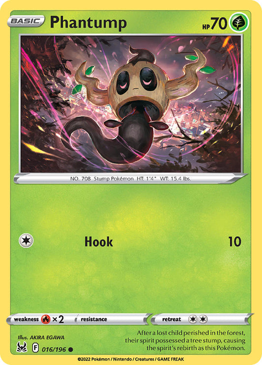 (016/196) Pokemon TCG Lost Origin Single: Phantump  Common