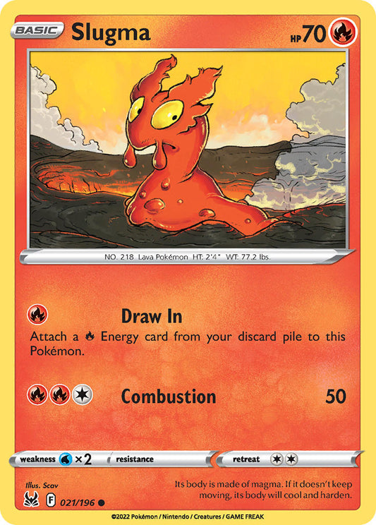 (021/196) Pokemon TCG Lost Origin Single: Slugma Reverse Holo Common