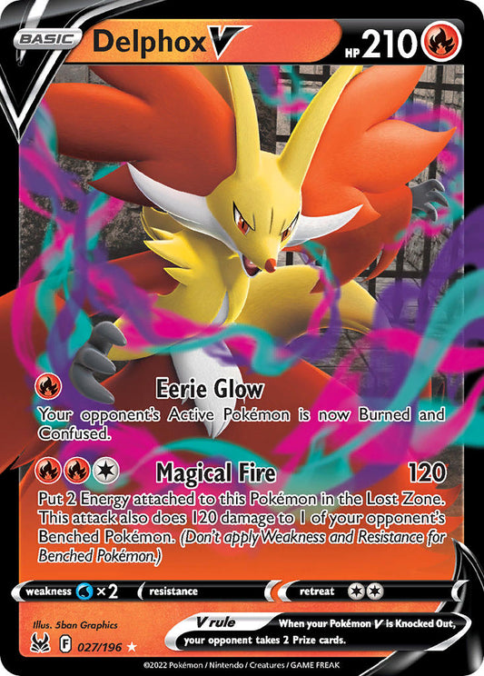 (027/196) Pokemon TCG Lost Origin Single: Delphox V  Ultra Rare