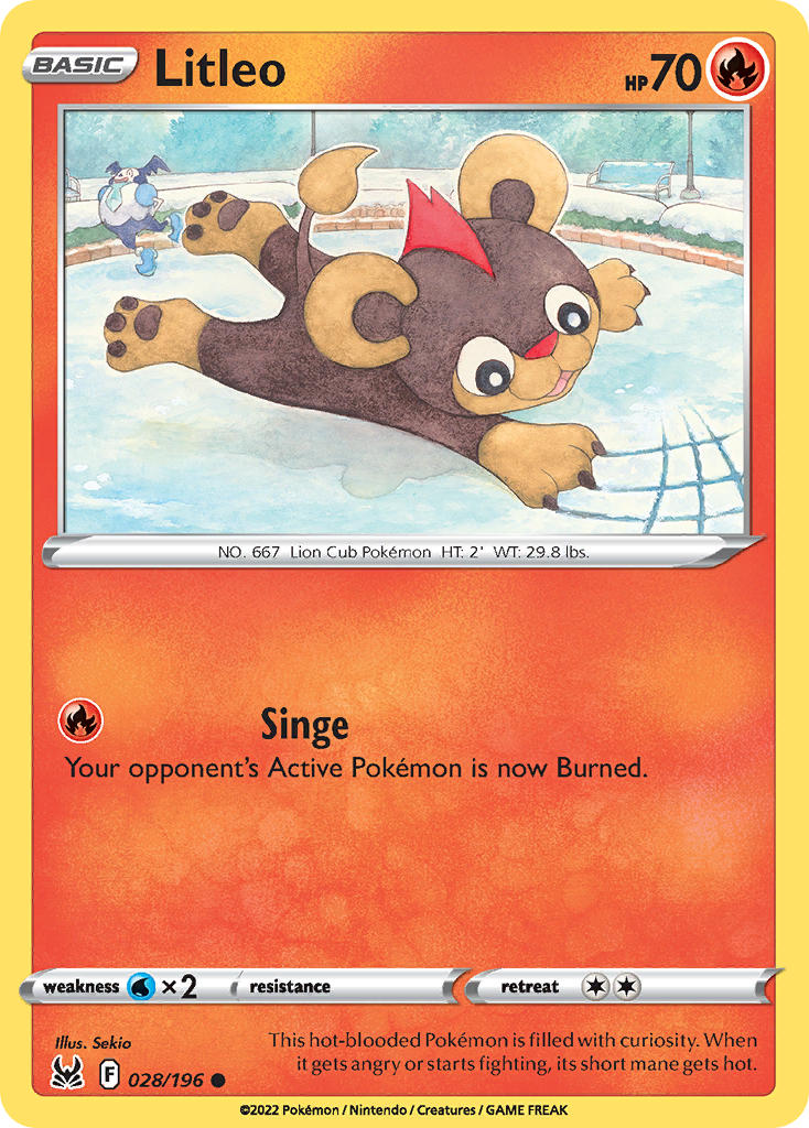 (028/196) Pokemon TCG Lost Origin Single: Litleo  Common