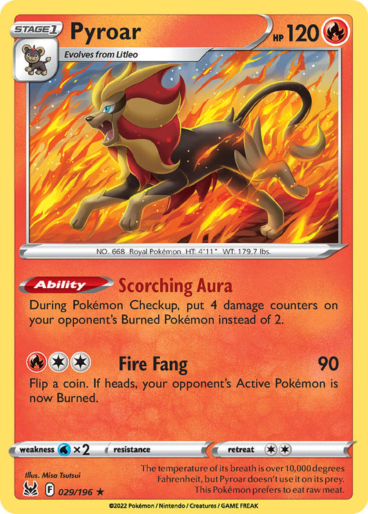 (029/196) Pokemon TCG Lost Origin Single: Pyroar  Holo Rare