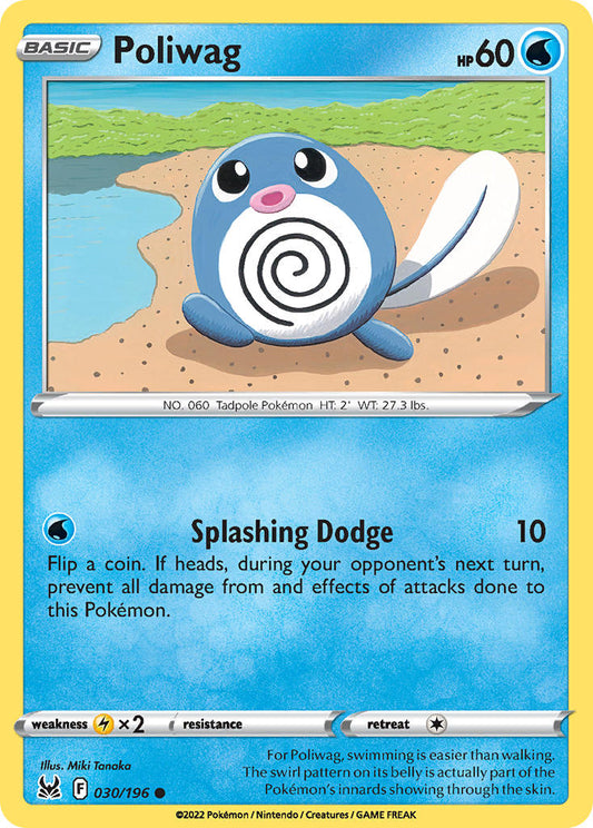 (030/196) Pokemon TCG Lost Origin Single: Poliwag Reverse Holo Common