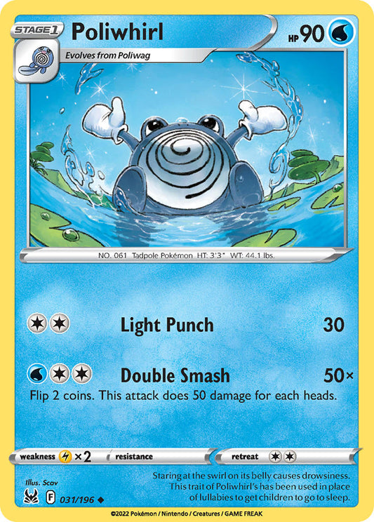 (031/196) Pokemon TCG Lost Origin Single: Poliwhirl  Uncommon