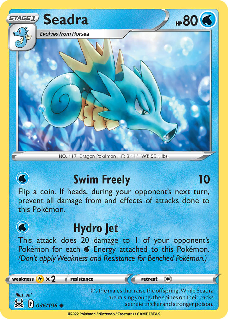 (036/196) Pokemon TCG Lost Origin Single: Seadra  Uncommon