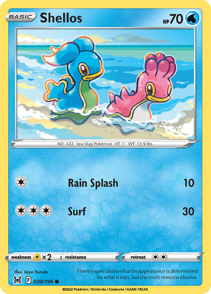 (039/196) Pokemon TCG Lost Origin Single: Shellos Reverse Holo Common