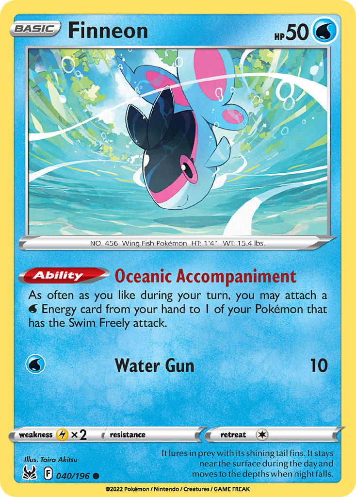 (040/196) Pokemon TCG Lost Origin Single: Finneon  Common