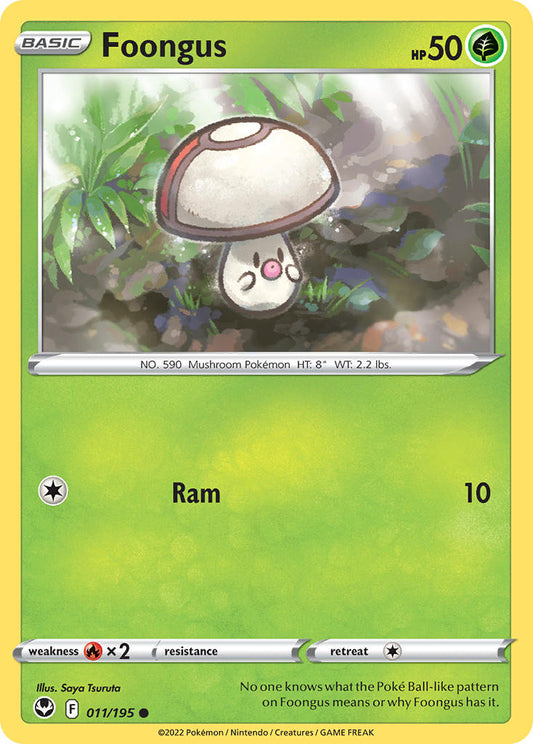 (011/195) Pokemon TCG Silver Tempest Single: Foongus  Common