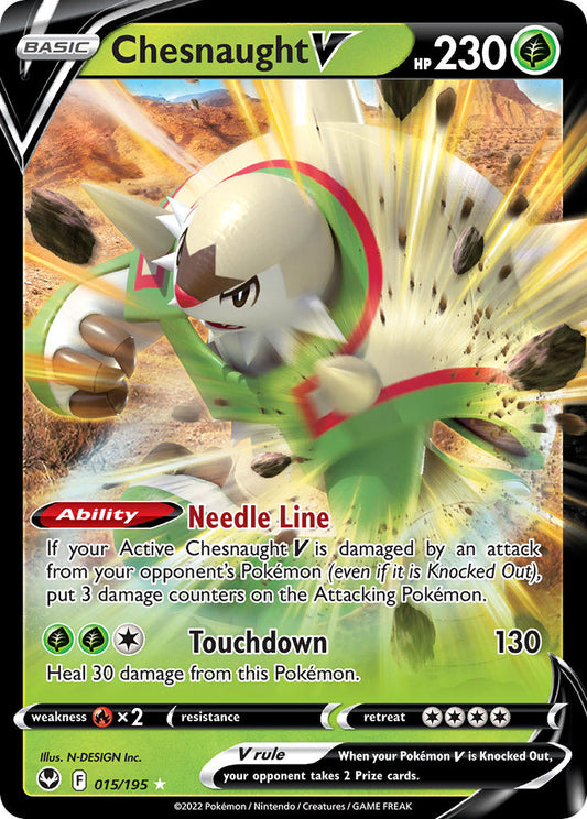 (015/195) Pokemon TCG Silver Tempest Single: Chesnaught V  Ultra Rare