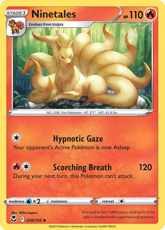 (018/195) Pokemon TCG Silver Tempest Single: Ninetales  Uncommon