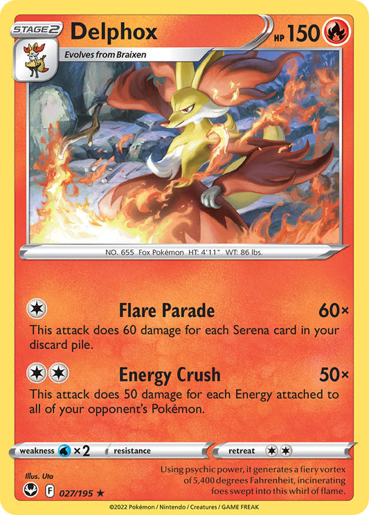 (027/195) Pokemon TCG Silver Tempest Single: Delphox  Rare