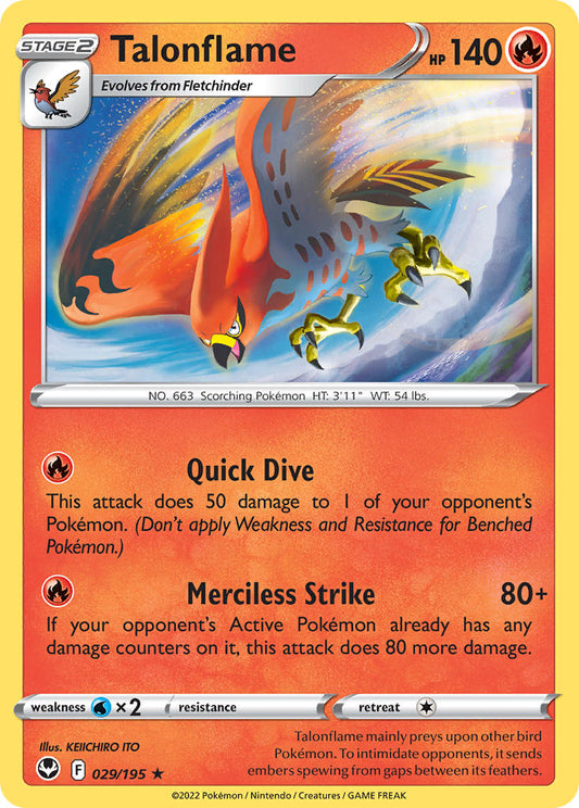 (029/195) Pokemon TCG Silver Tempest Single: Talonflame  Rare