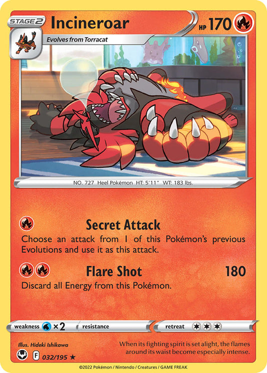 (032/195) Pokemon TCG Silver Tempest Single: Incineroar  Rare