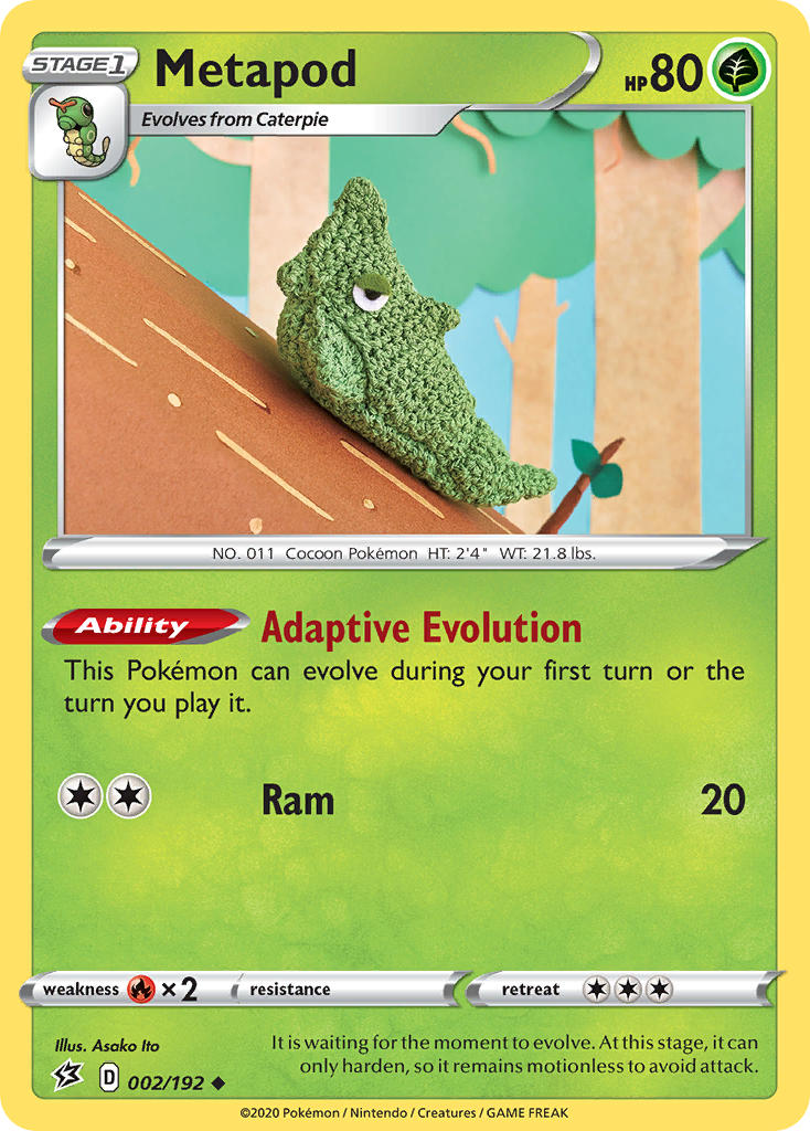 (002/192) Pokemon TCG Rebel Clash Single: Metapod  Uncommon