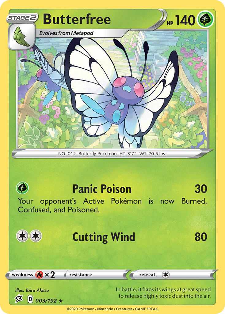 (003/192) Pokemon TCG Rebel Clash Single: Butterfree Reverse Holo Rare