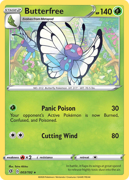 (003/192) Pokemon TCG Rebel Clash Single: Butterfree Reverse Holo Rare