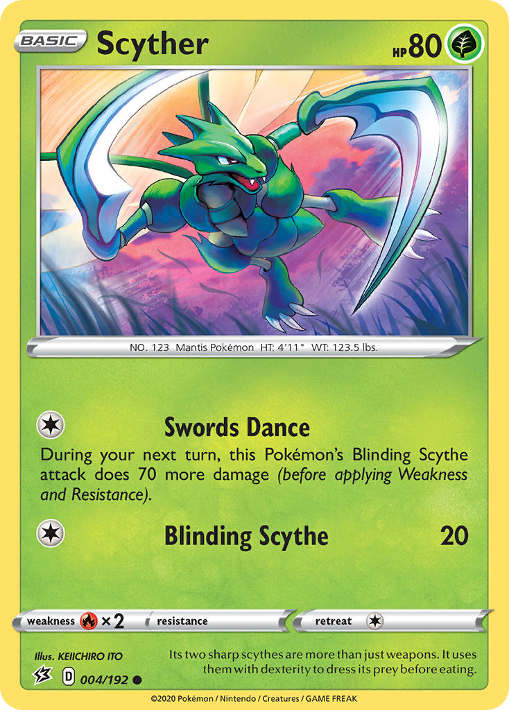 (004/192) Pokemon TCG Rebel Clash Single: Scyther  Common