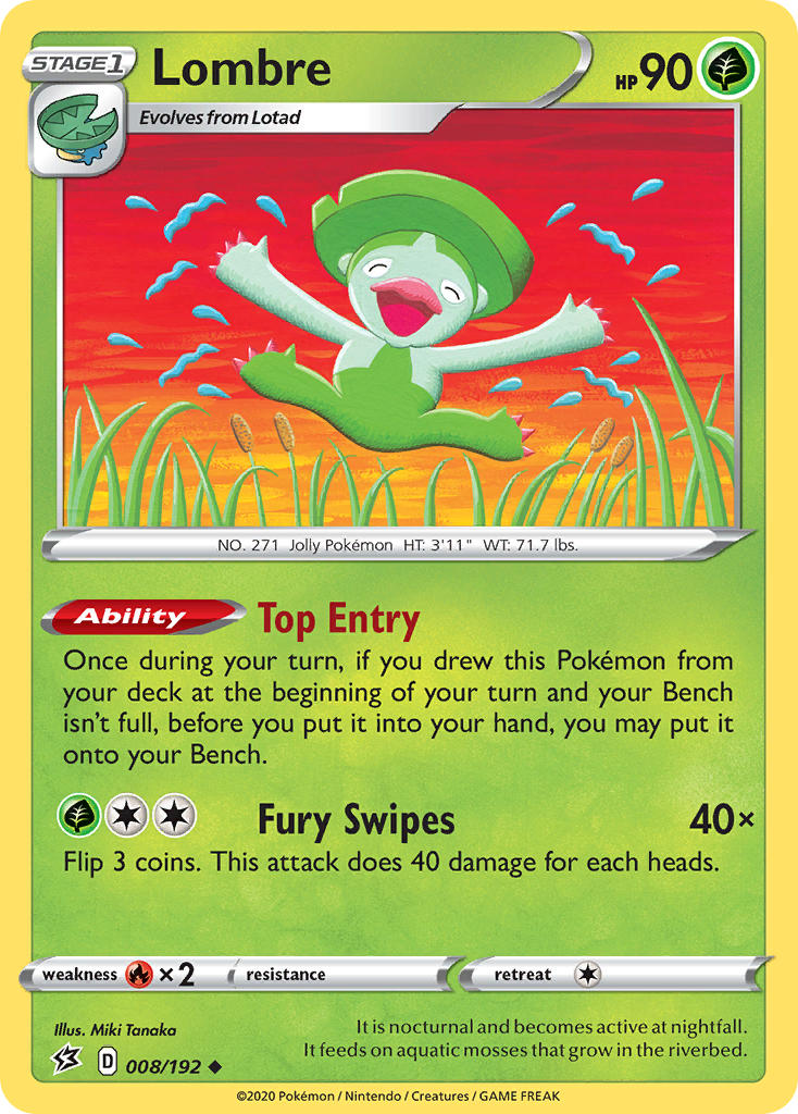 (008/192) Pokemon TCG Rebel Clash Single: Lombre  Uncommon