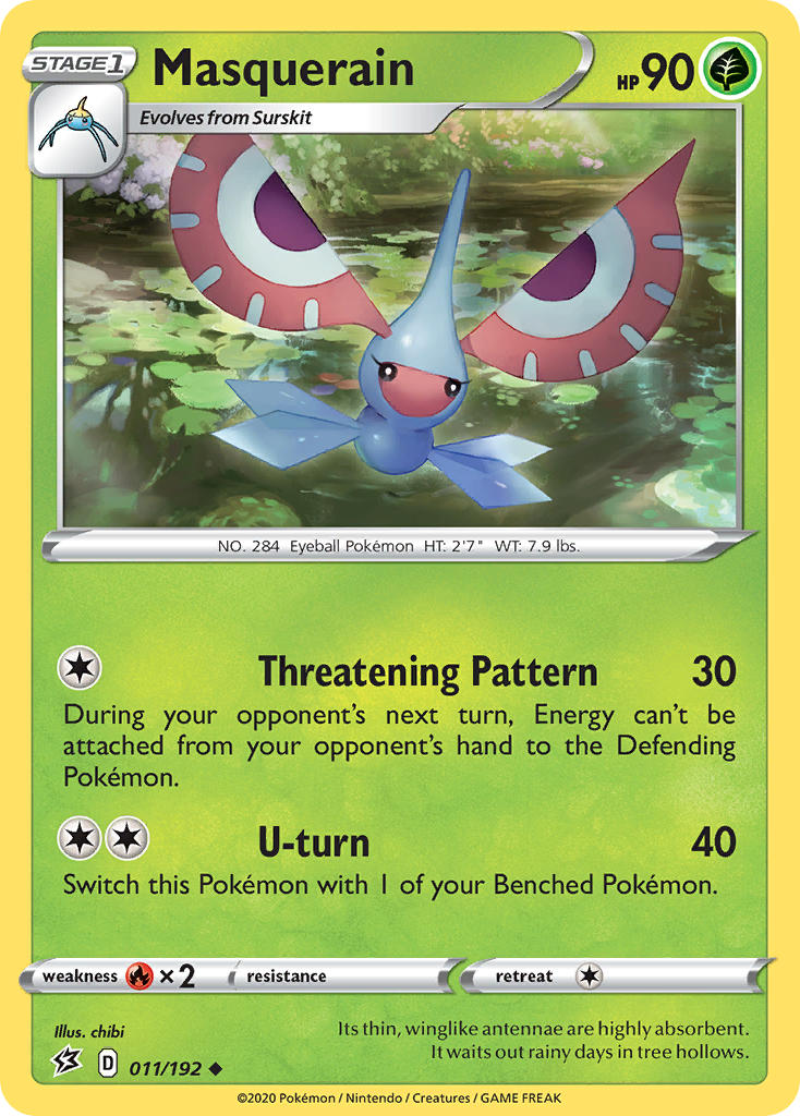 (011/192) Pokemon TCG Rebel Clash Single: Masquerain  Uncommon