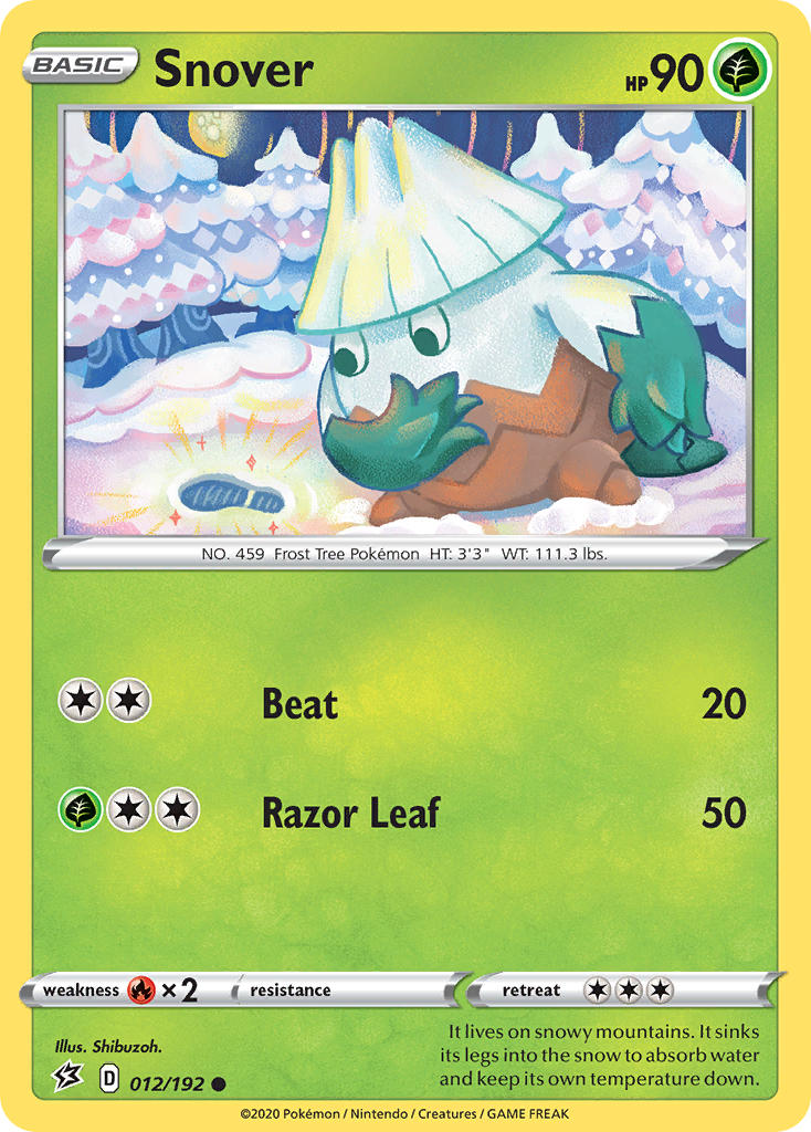 (012/192) Pokemon TCG Rebel Clash Single: Snover Reverse Holo Common