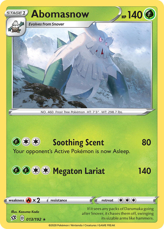 (013/192) Pokemon TCG Rebel Clash Single: Abomasnow  Rare