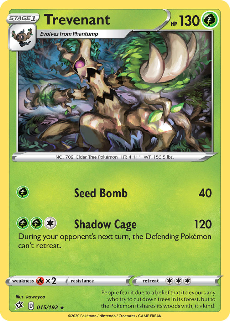 (015/192) Pokemon TCG Rebel Clash Single: Trevenant Reverse Holo Rare