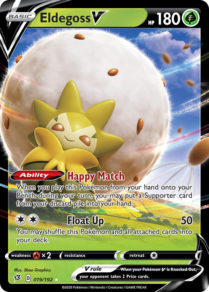 (019/192) Pokemon TCG Rebel Clash Single: Eldegoss V  Ultra Rare