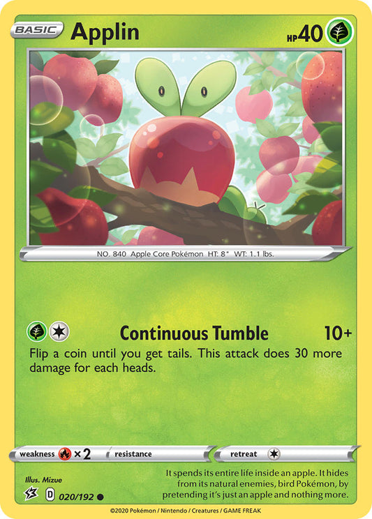 (020/192) Pokemon TCG Rebel Clash Single: Applin  Common