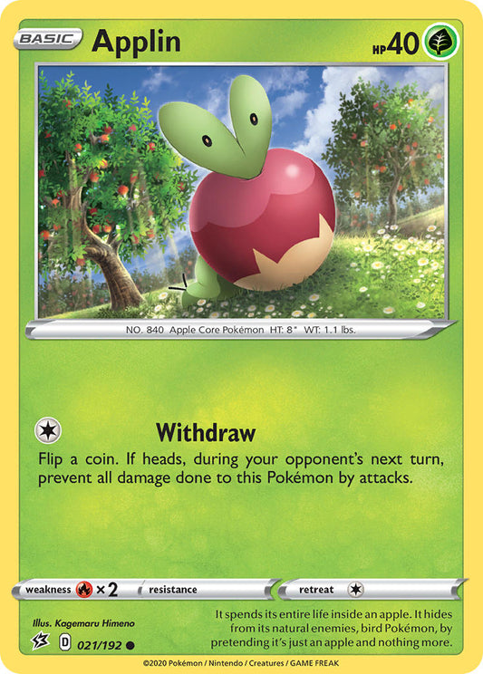 (021/192) Pokemon TCG Rebel Clash Single: Applin  Common