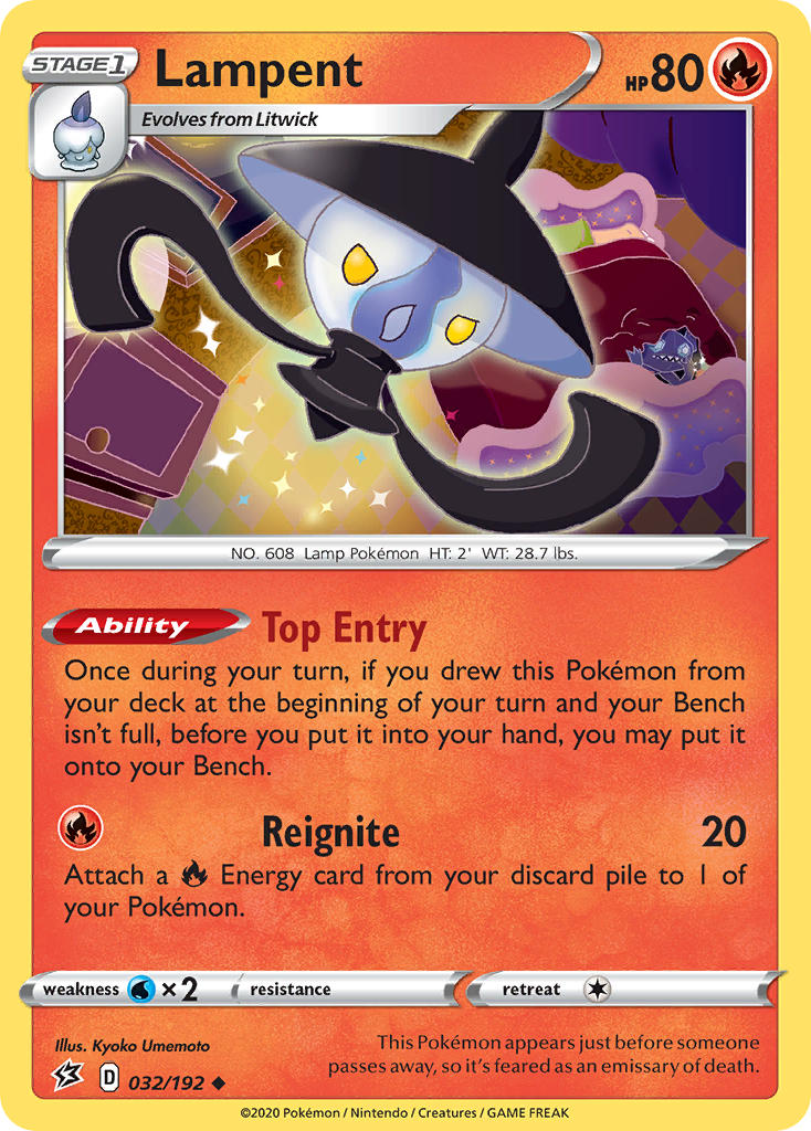 (032/192) Pokemon TCG Rebel Clash Single: Lampent  Uncommon