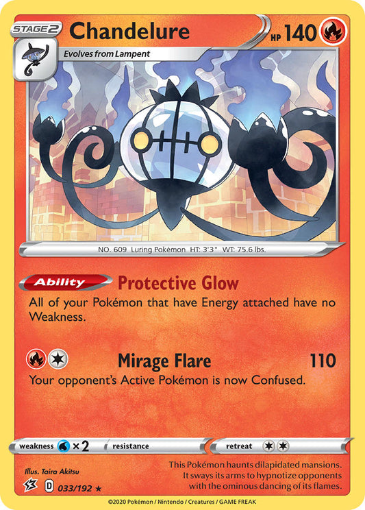 (033/192) Pokemon TCG Rebel Clash Single: Chandelure  Holo Rare