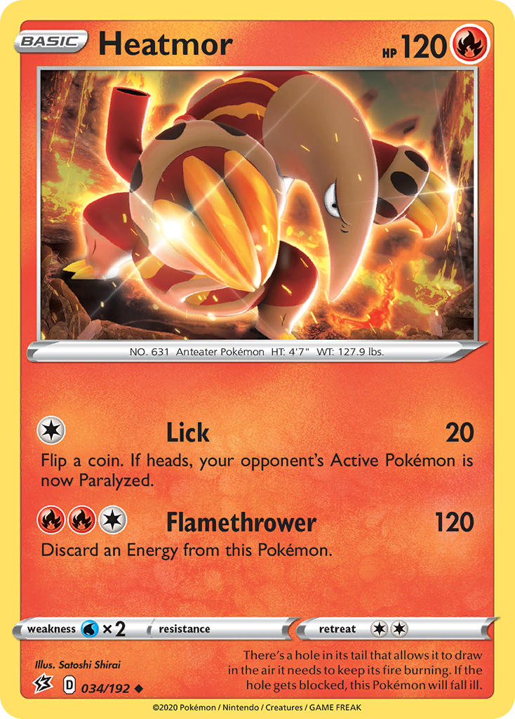 (034/192) Pokemon TCG Rebel Clash Single: Heatmor  Uncommon