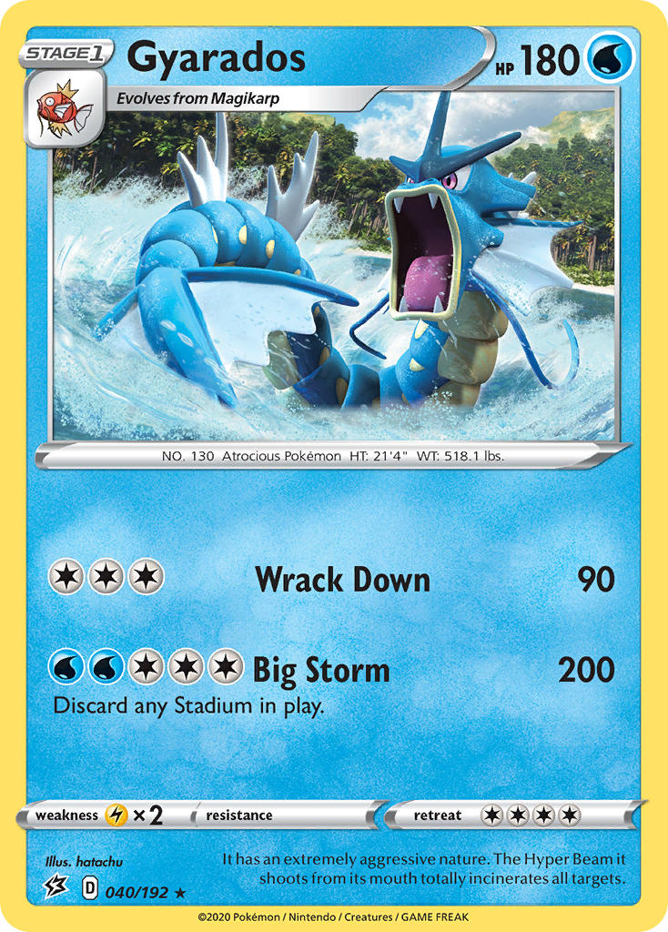 (040/192) Pokemon TCG Rebel Clash Single: Gyarados  Holo Rare