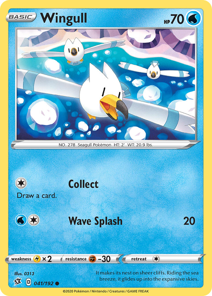 (041/192) Pokemon TCG Rebel Clash Single: Wingull Reverse Holo Common