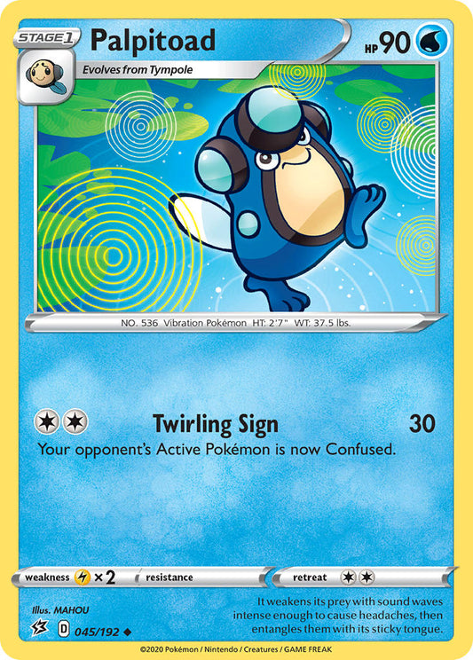 (045/192) Pokemon TCG Rebel Clash Single: Palpitoad  Uncommon