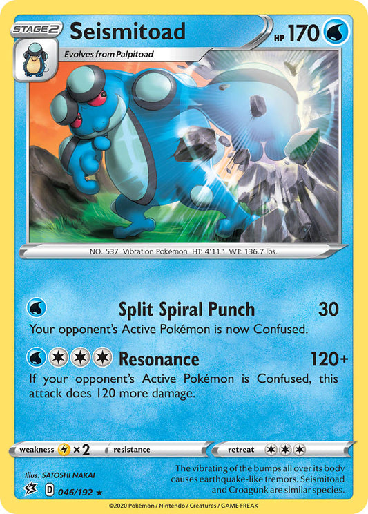 (046/192) Pokemon TCG Rebel Clash Single: Seismitoad  Rare