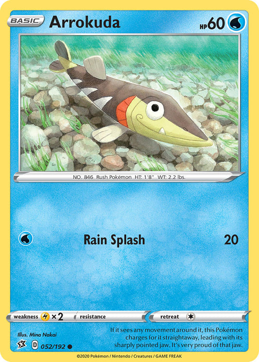 (052/192) Pokemon TCG Rebel Clash Single: Arrokuda  Common