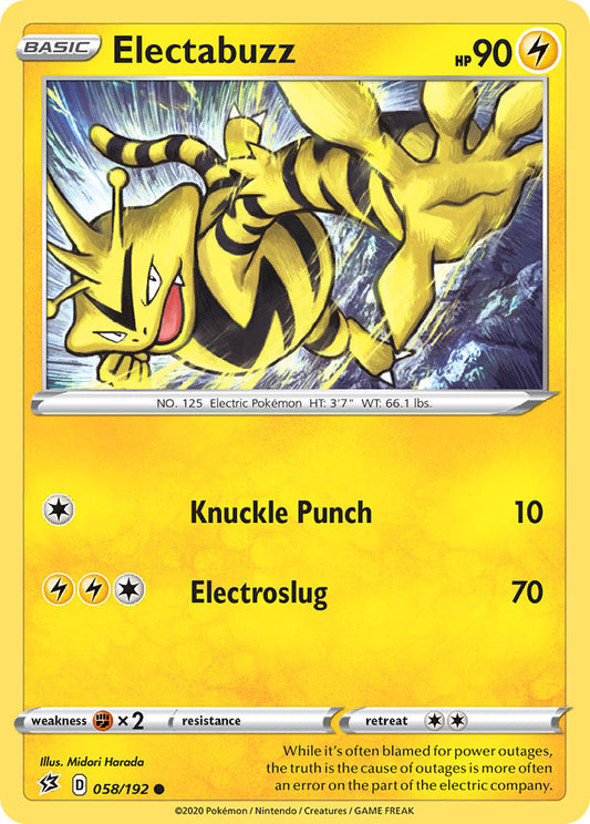 (058/192) Pokemon TCG Rebel Clash Single: Electabuzz  Common