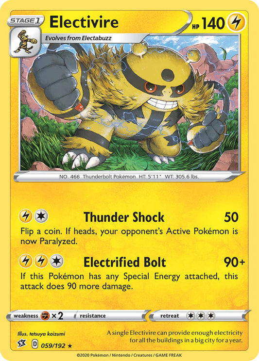 (059/192) Pokemon TCG Rebel Clash Single: Electivire  Rare