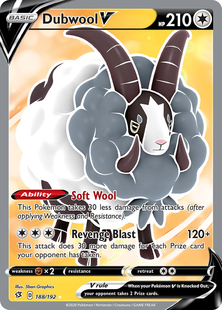 (188/192) Pokemon TCG Rebel Clash Single: Dubwool V  Ultra Rare