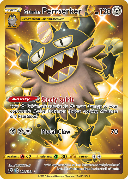 (205/192) Pokemon TCG Rebel Clash Single: Galarian Perrserker  Secret Rare