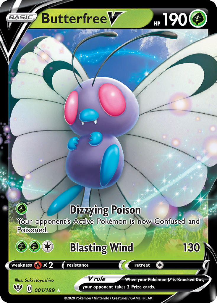 (001/189) Pokemon TCG Darkness Ablaze Single: Butterfree V  Ultra Rare