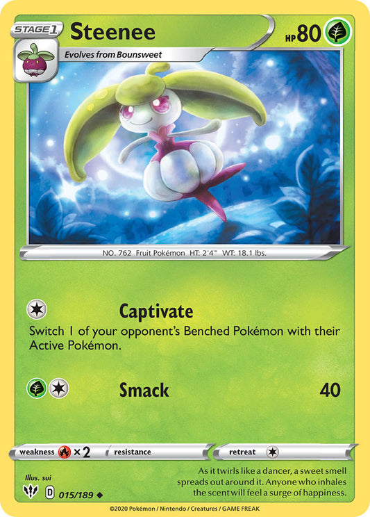 (015/189) Pokemon TCG Darkness Ablaze Single: Steenee Reverse Holo Uncommon