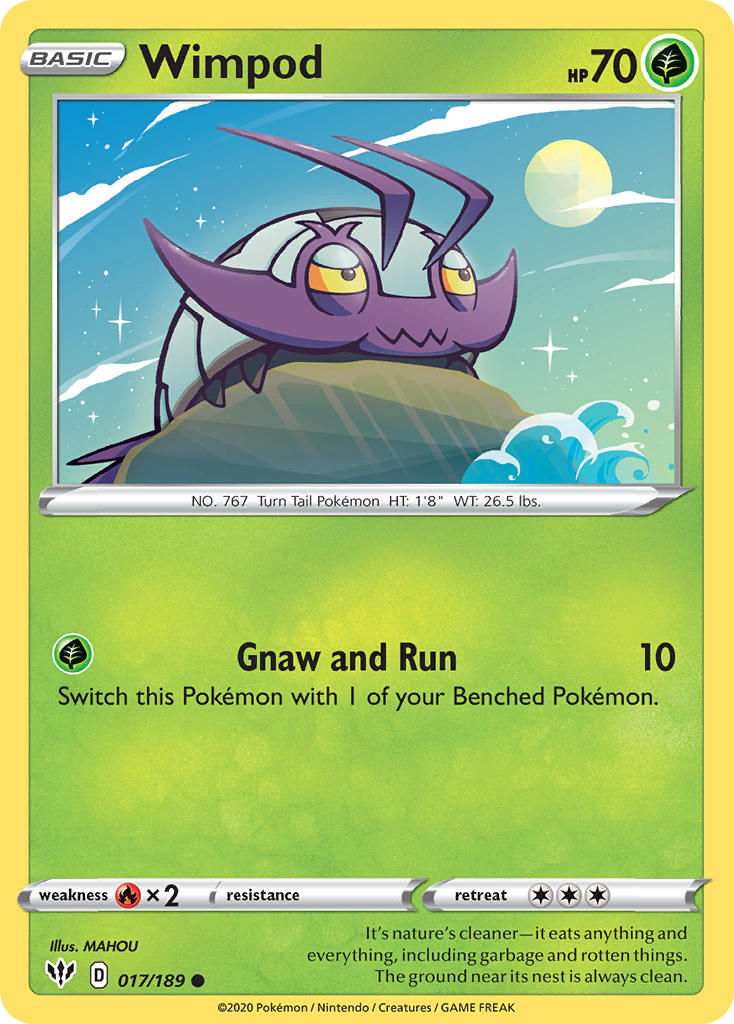 (017/189) Pokemon TCG Darkness Ablaze Single: Wimpod  Common